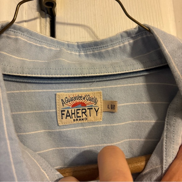 Faherty men’s cloud stripe stretch oxford button down shirt large - Picture 2 of 6